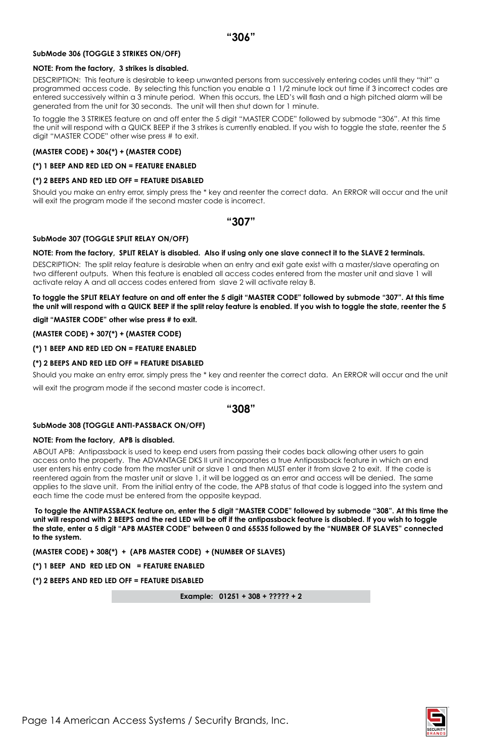 American Access Systems Advantage DKSII - Regular - 24-1000i User Manual | Page 14 / 20