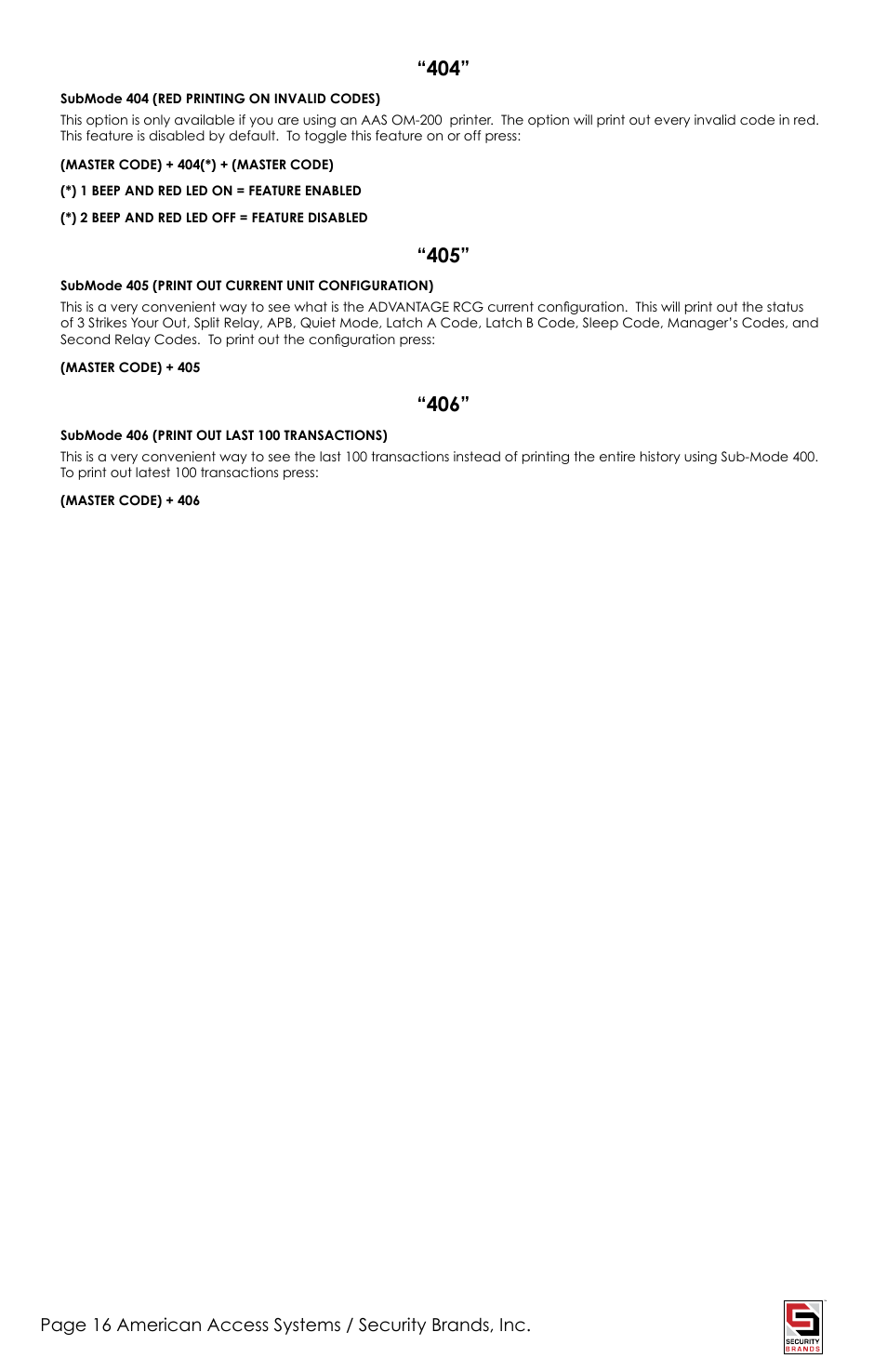 American Access Systems Advantage DKSII - Regular - 24-1000i User Manual | Page 16 / 20