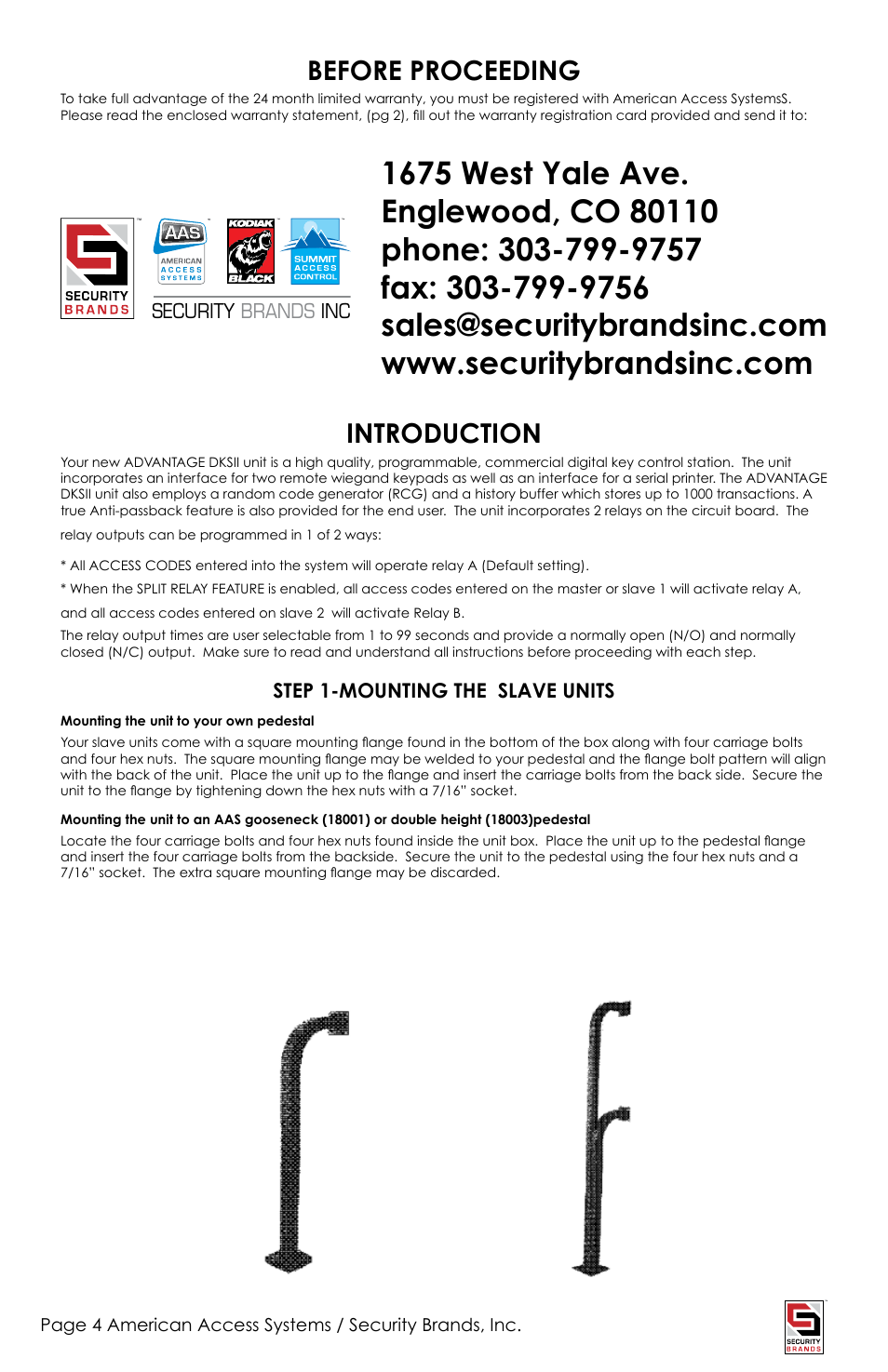 Before proceeding, Introduction | American Access Systems Advantage DKSII - Regular - 24-1000i User Manual | Page 4 / 20