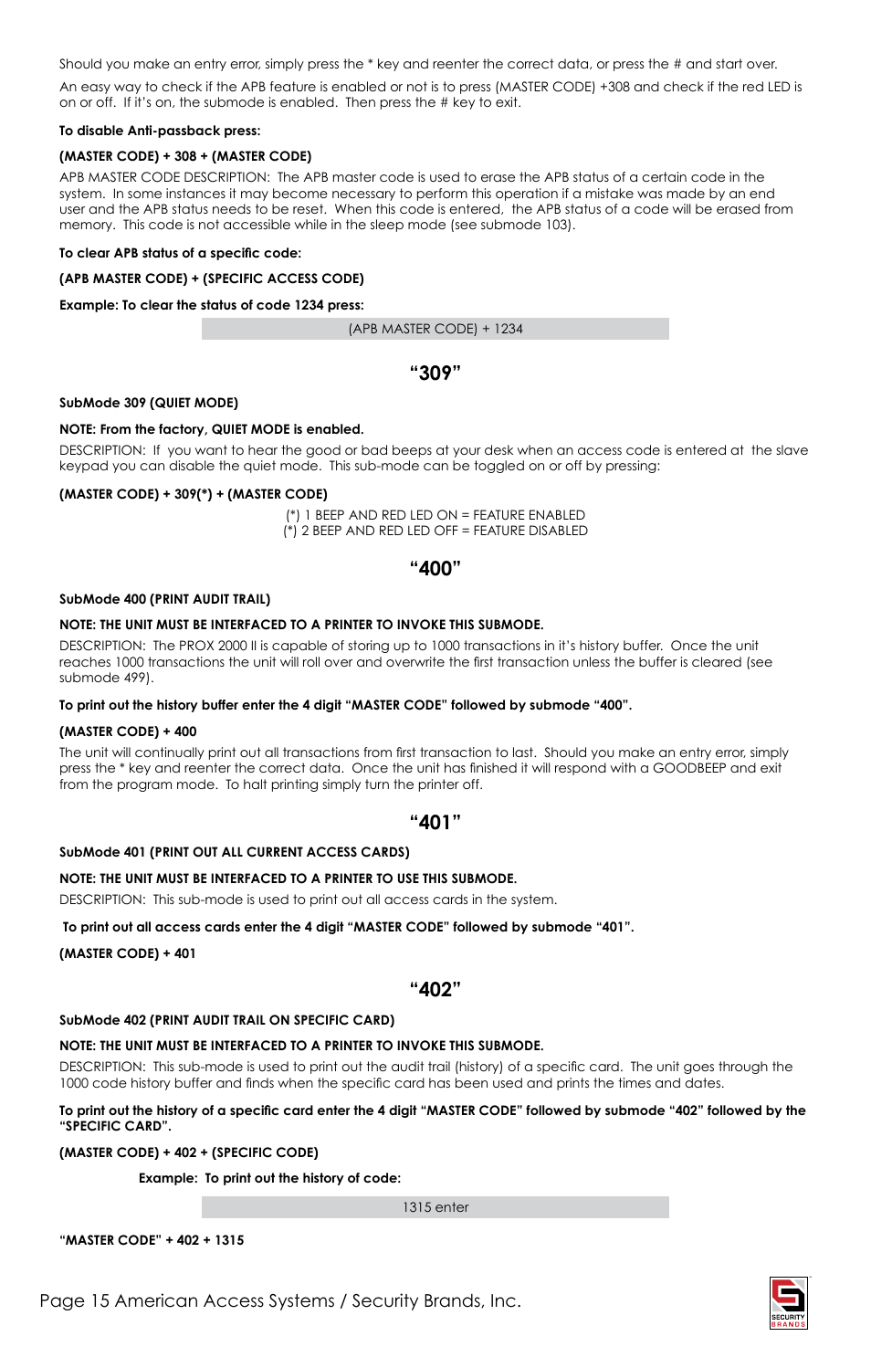 American Access Systems Advantage DG - Desk Unit - 23-2000D User Manual | Page 15 / 20