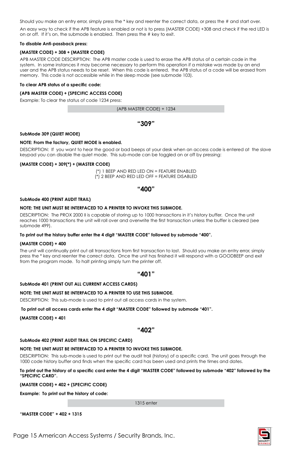 American Access Systems Advantage DG - Raintight Unit - 23-2000rt User Manual | Page 15 / 20