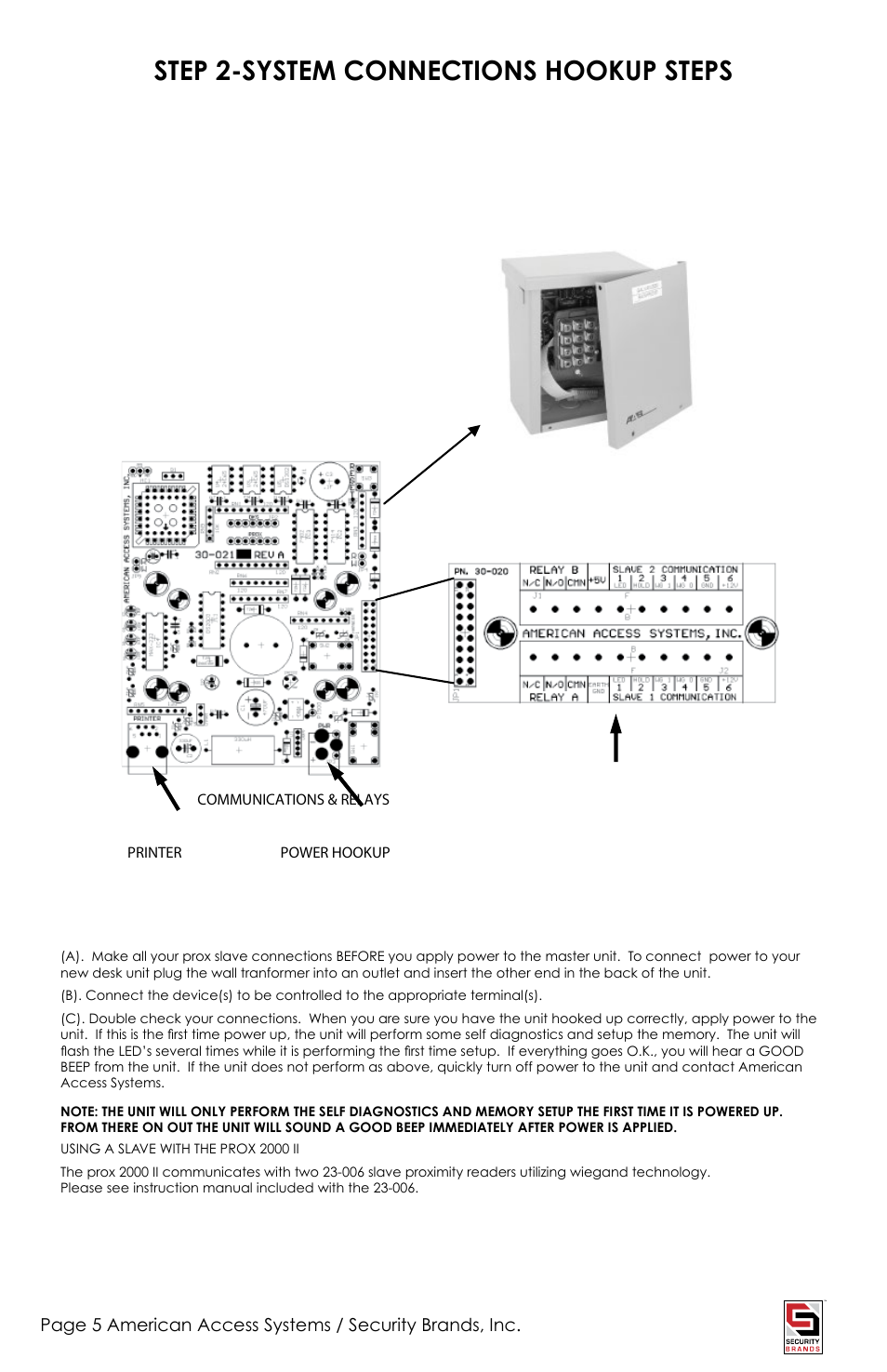 Step 2-system connections hookup steps | American Access Systems Advantage DG - Raintight Unit - 23-2000rt User Manual | Page 5 / 20