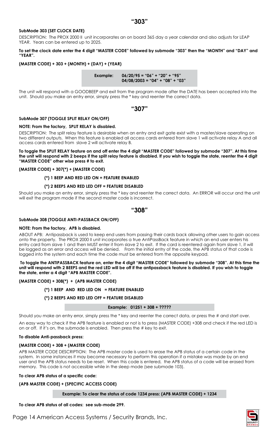 American Access Systems Prox Card Reader - 23-206 User Manual | Page 14 / 20