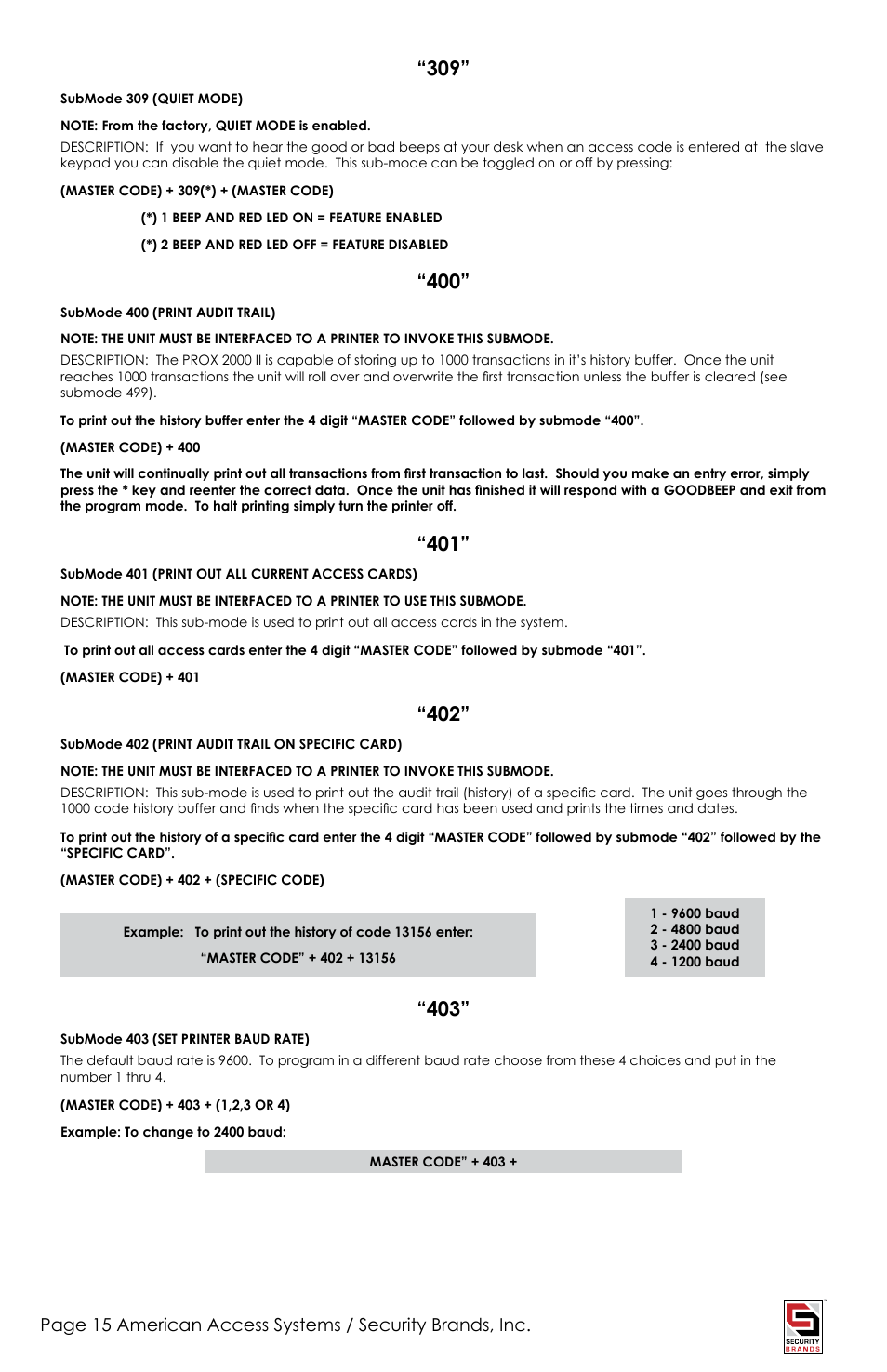 American Access Systems Prox Card Reader - 23-206 User Manual | Page 15 / 20