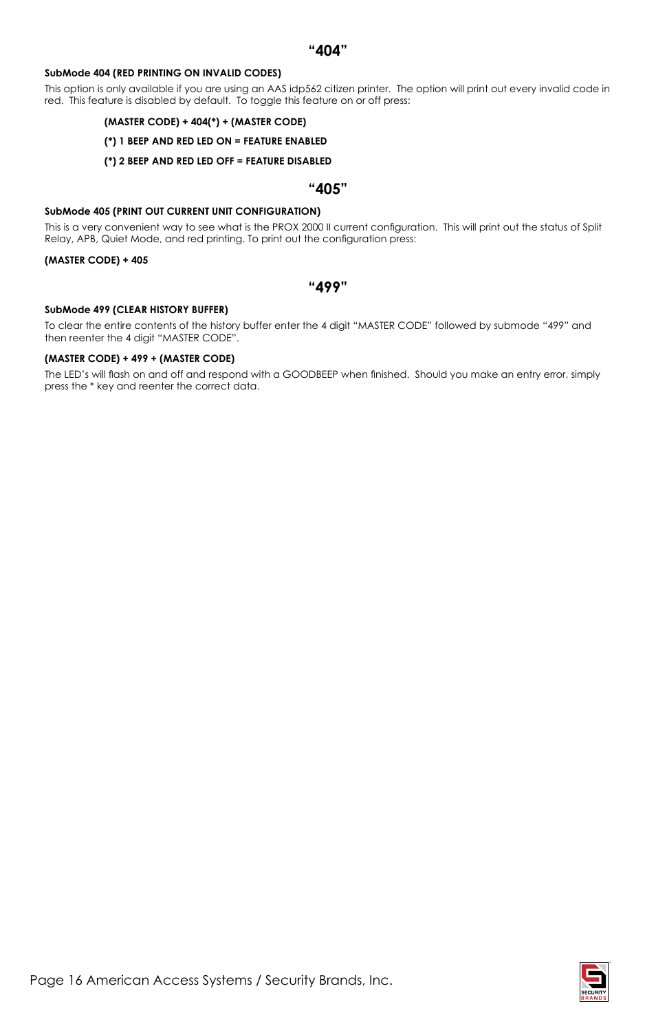 American Access Systems Prox Card Reader - 23-206 User Manual | Page 16 / 20