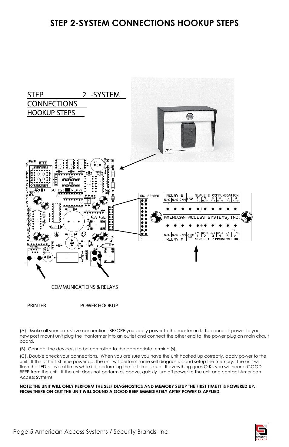 Step 2-system connections hookup steps, Step 2 -system connections, Hookup steps | American Access Systems Prox Card Reader - 23-206 User Manual | Page 5 / 20
