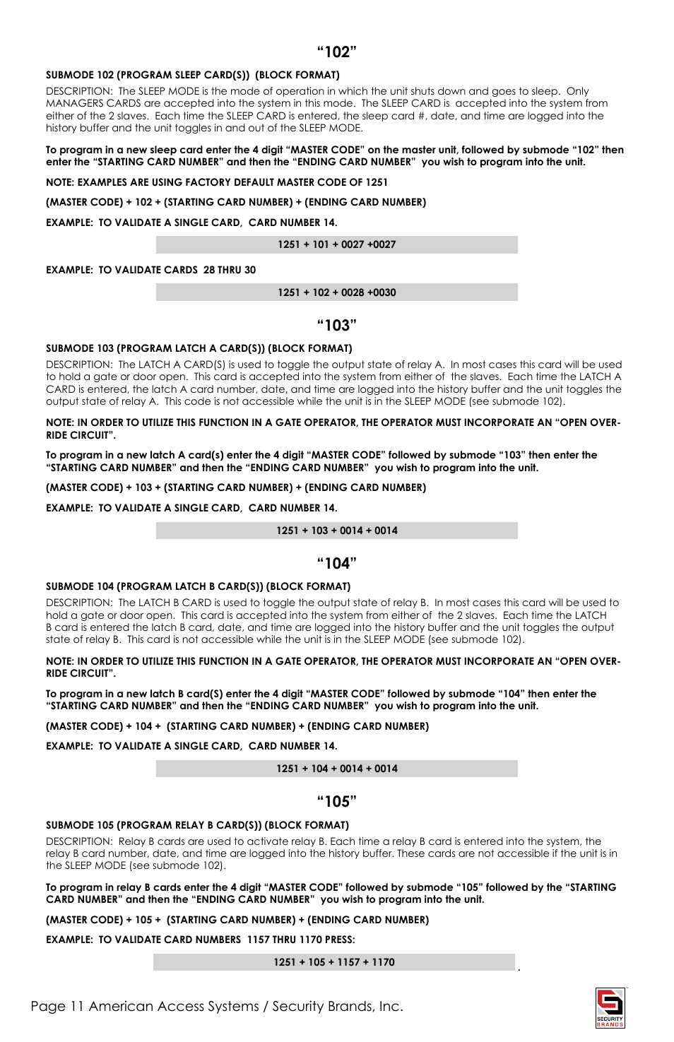 American Access Systems Prox Card Reader - 23-213 User Manual | Page 11 / 20