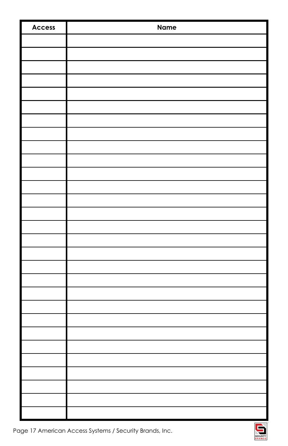 American Access Systems Prox Card Reader - 23-213 User Manual | Page 17 / 20
