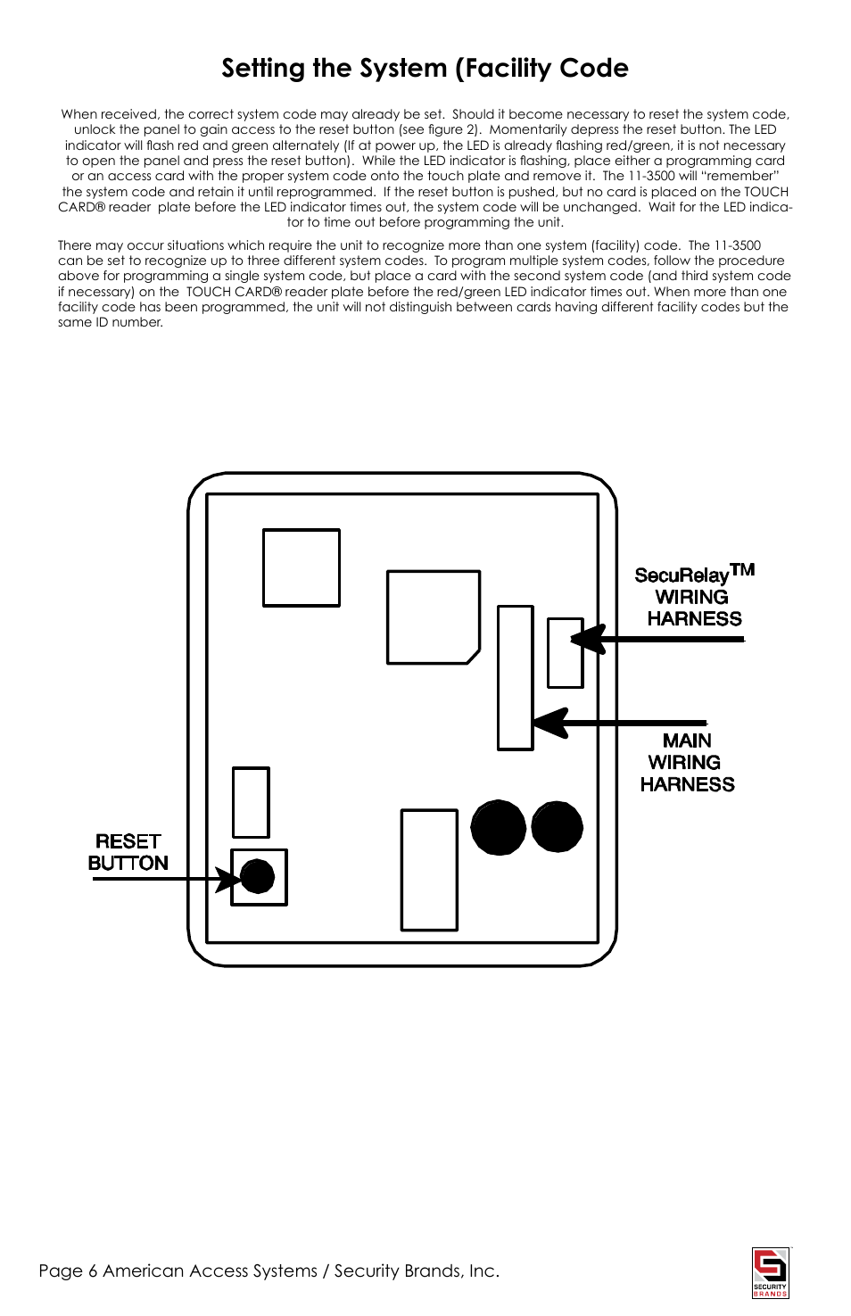 Setting the system (facility code | American Access Systems Touch Plate Reader - 11-3500 User Manual | Page 6 / 16