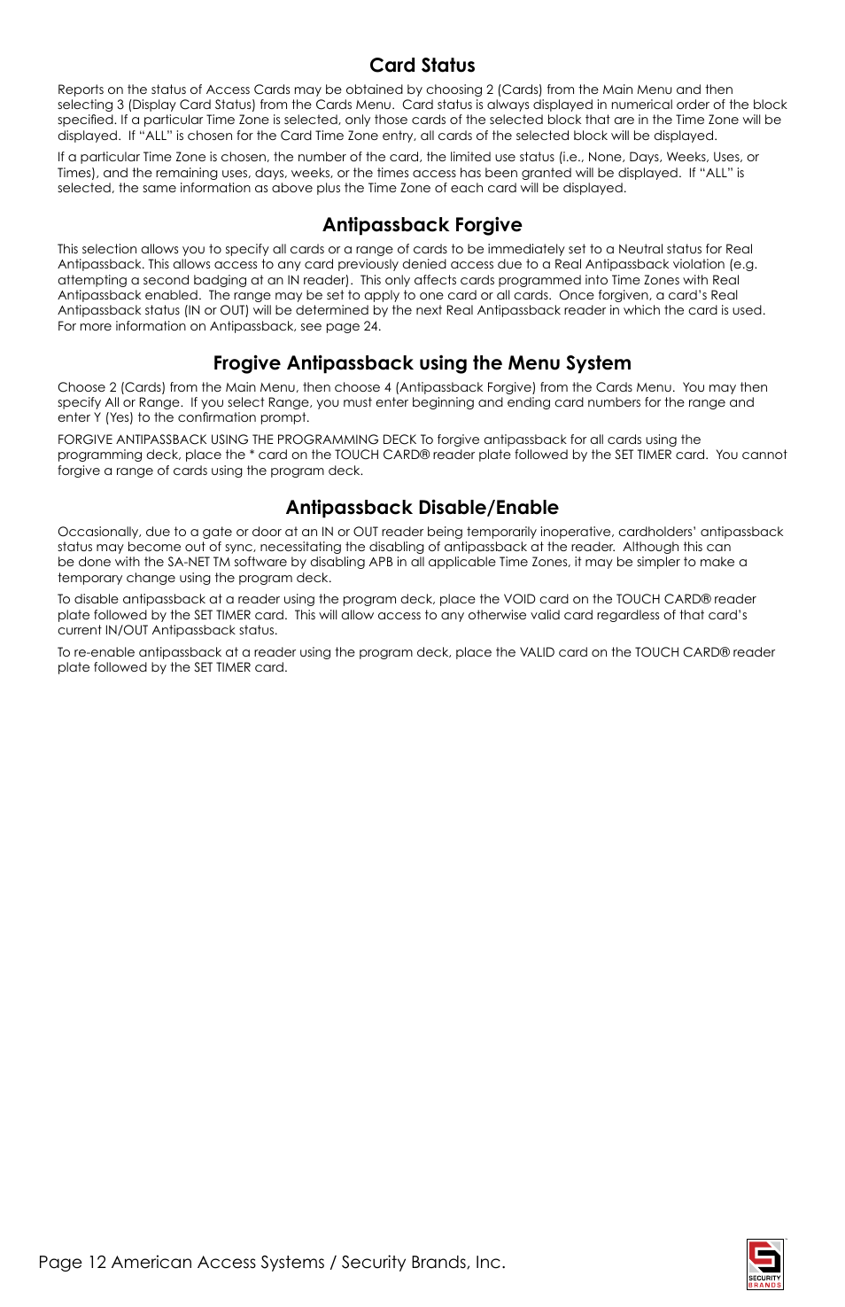 American Access Systems Touch Plate Reader - 11-65000 User Manual | Page 12 / 32