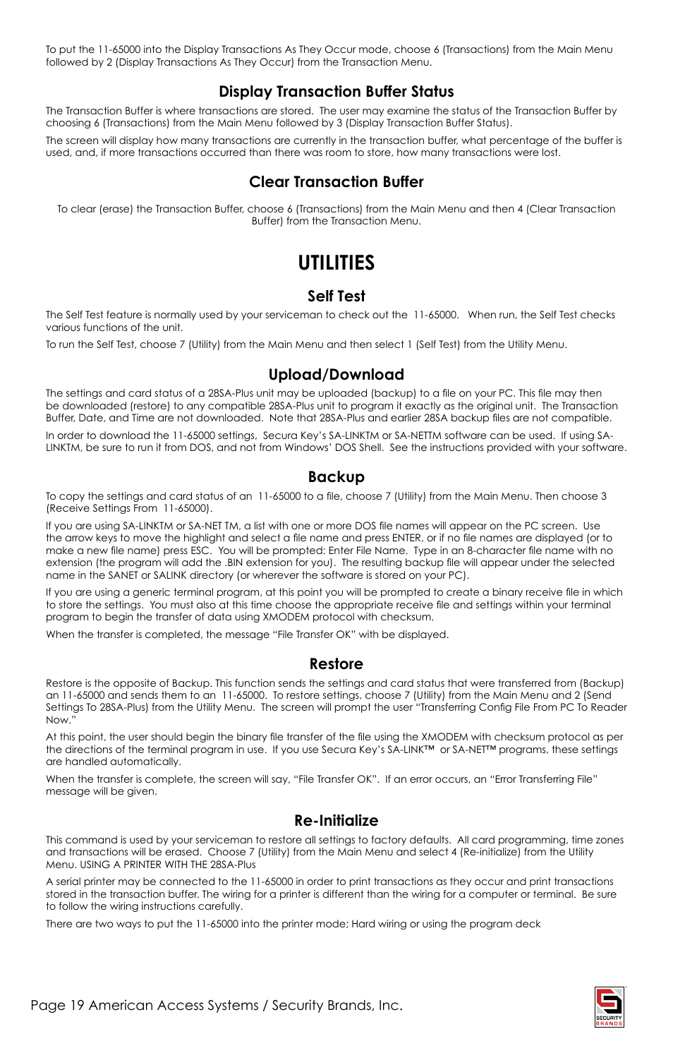 Utilities | American Access Systems Touch Plate Reader - 11-65000 User Manual | Page 19 / 32