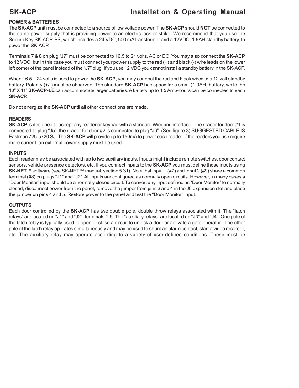 Sk-acp installation & operating manual | American Access Systems ProAccess 200sa User Manual | Page 10 / 36