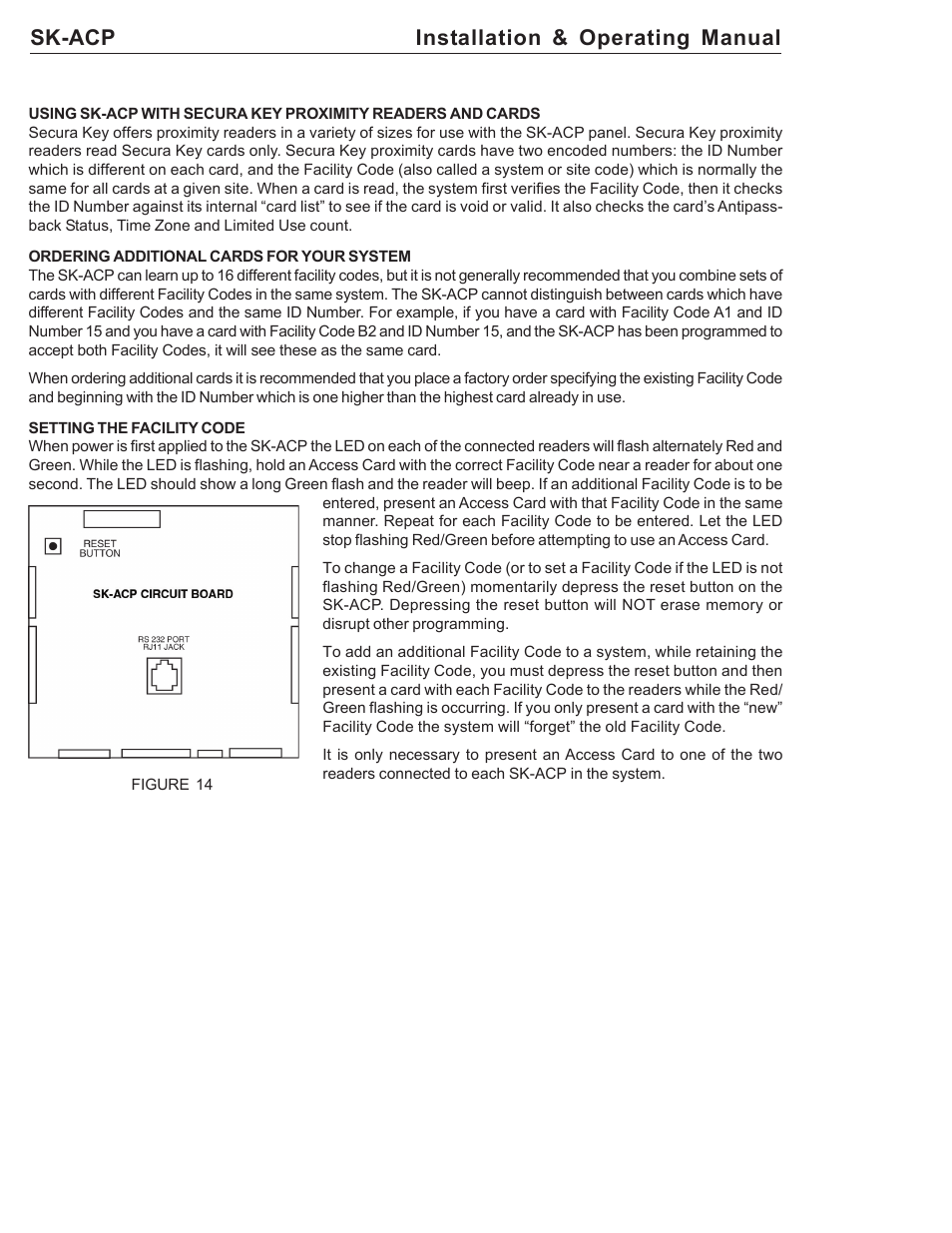 Readers and cards, Sk-acp installation & operating manual | American Access Systems ProAccess 200sa User Manual | Page 16 / 36