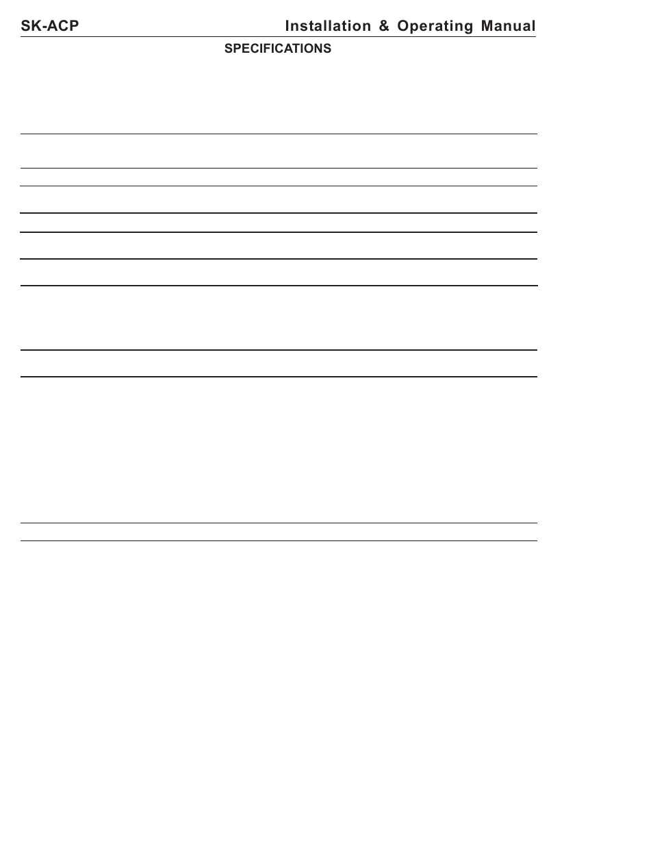 Sk-acp installation & operating manual, Specifications | American Access Systems ProAccess 200sa User Manual | Page 20 / 36
