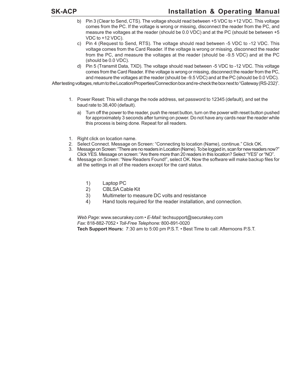 Sk-acp installation & operating manual | American Access Systems ProAccess 200sa User Manual | Page 29 / 36