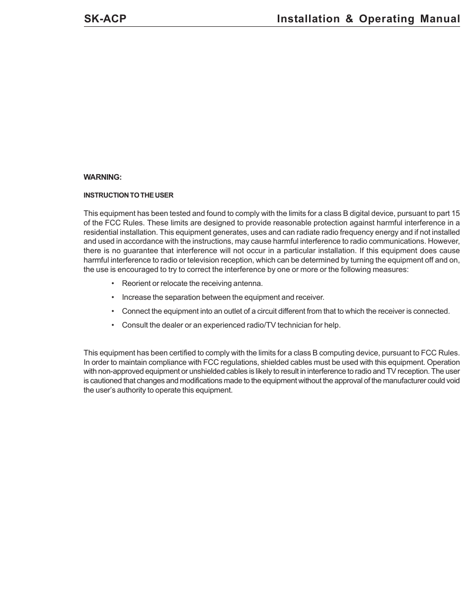 Sk-acp installation & operating manual | American Access Systems ProAccess 200sa User Manual | Page 35 / 36
