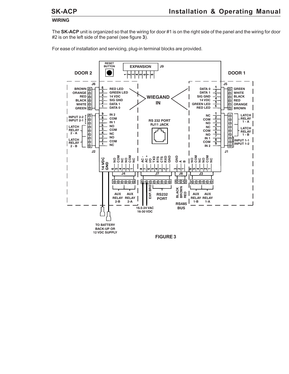 Sk-acp installation & operating manual, Wiegand in | American Access Systems ProAccess 200sa User Manual | Page 9 / 36
