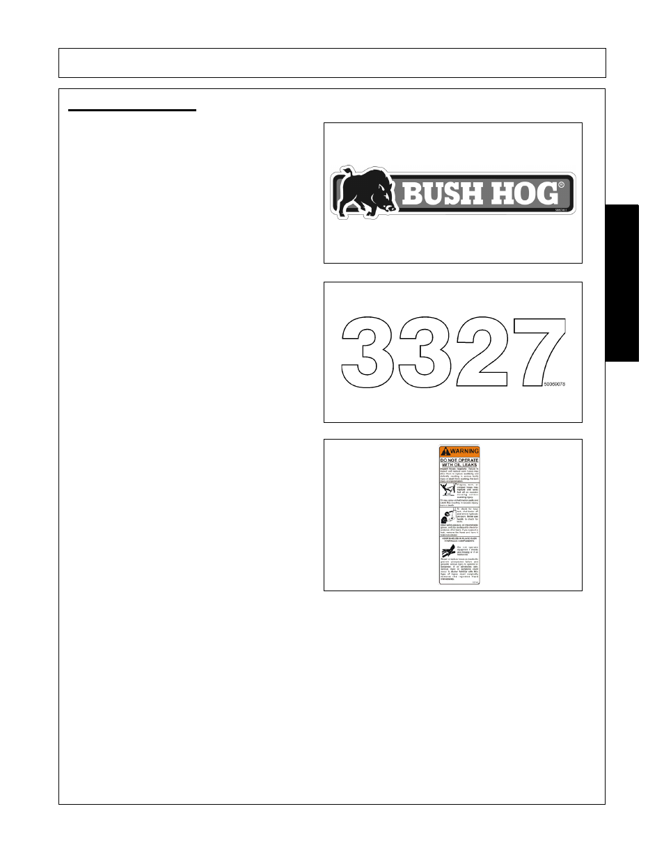 Decal description, Safety | Bush Hog 3327 User Manual | Page 23 / 100