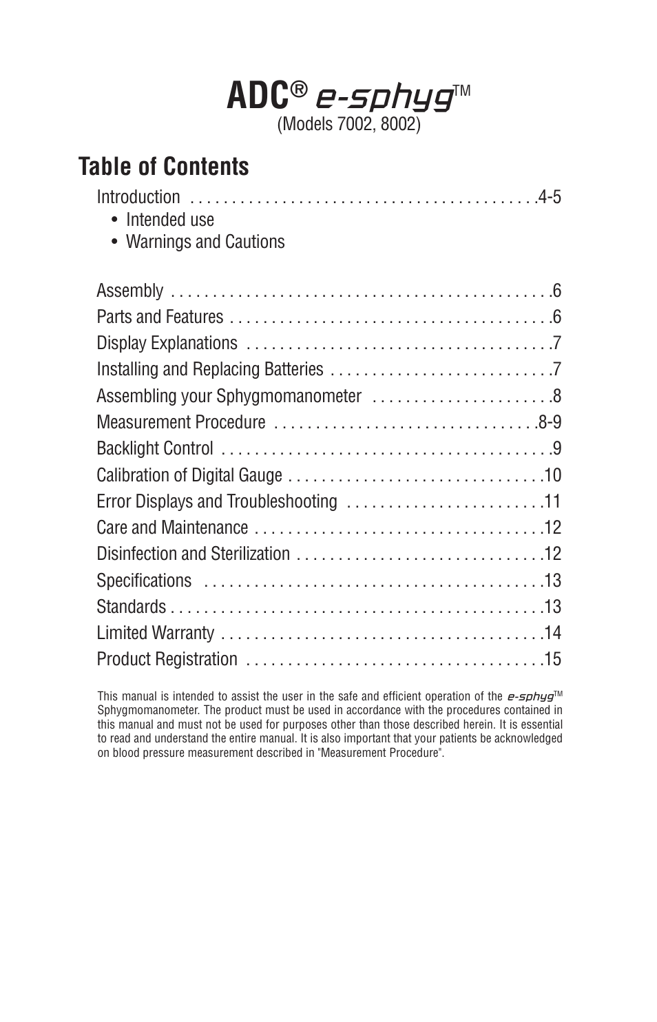 American Diagnostic Corporation (ADC) e-sphyg 7002 User Manual | Page 3 / 15