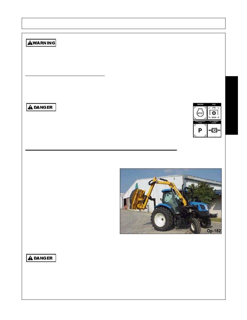 Operation, Opera t ion, Tractor, boom, and attached head storage | Bush Hog PT5 User Manual | Page 61 / 80