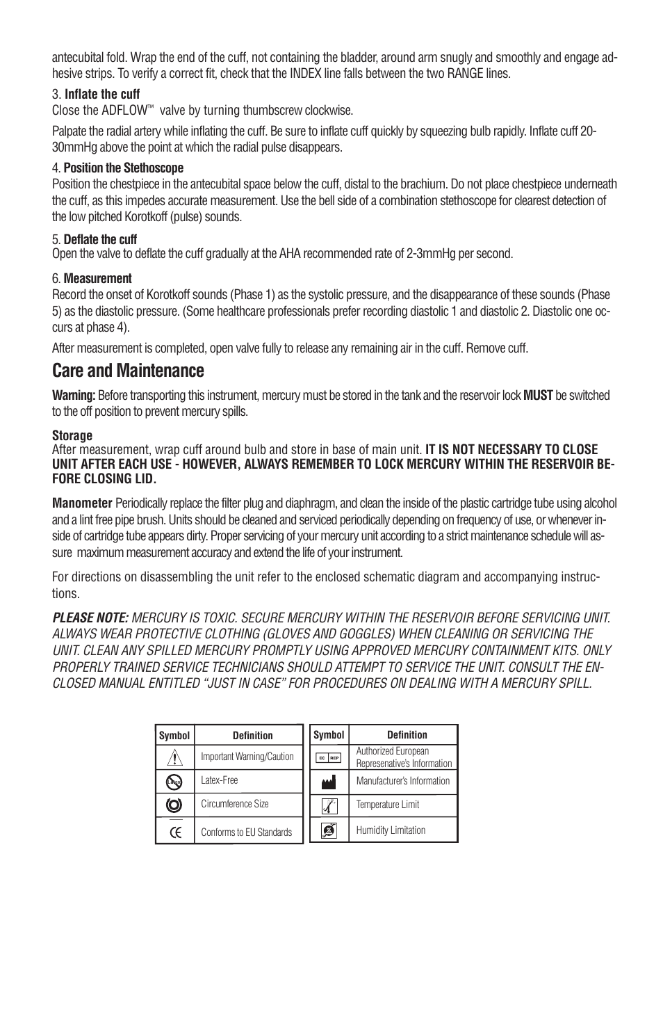 Care and maintenance | American Diagnostic Corporation (ADC) Diagnostix 922 User Manual | Page 4 / 5