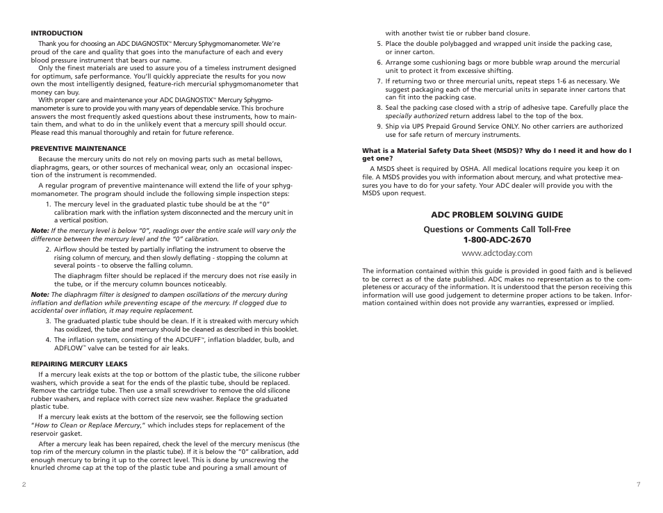 American Diagnostic Corporation (ADC) ADC Proper Maintenance User Manual | Page 2 / 4