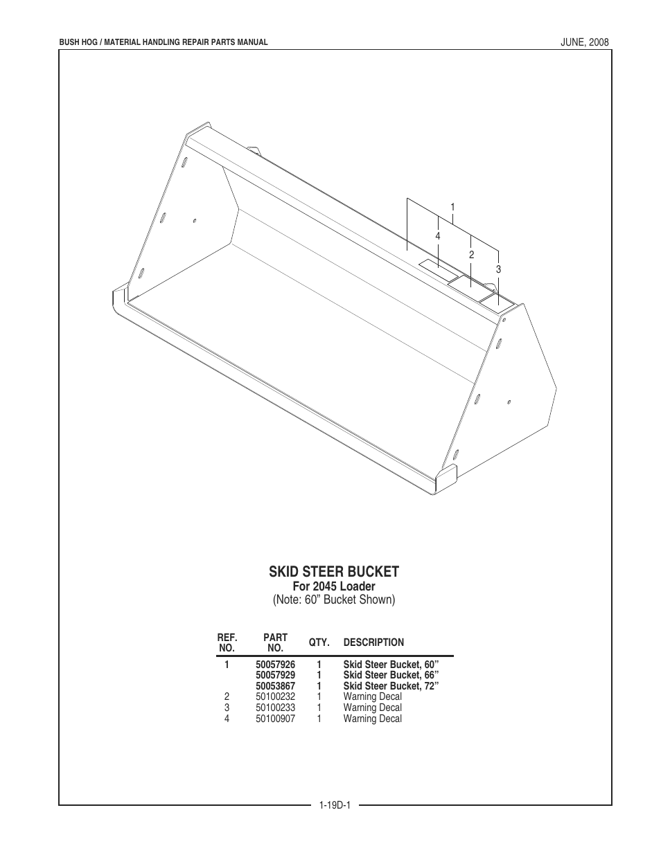 Skid steer bucket | Bush Hog 2045 User Manual | Page 53 / 85