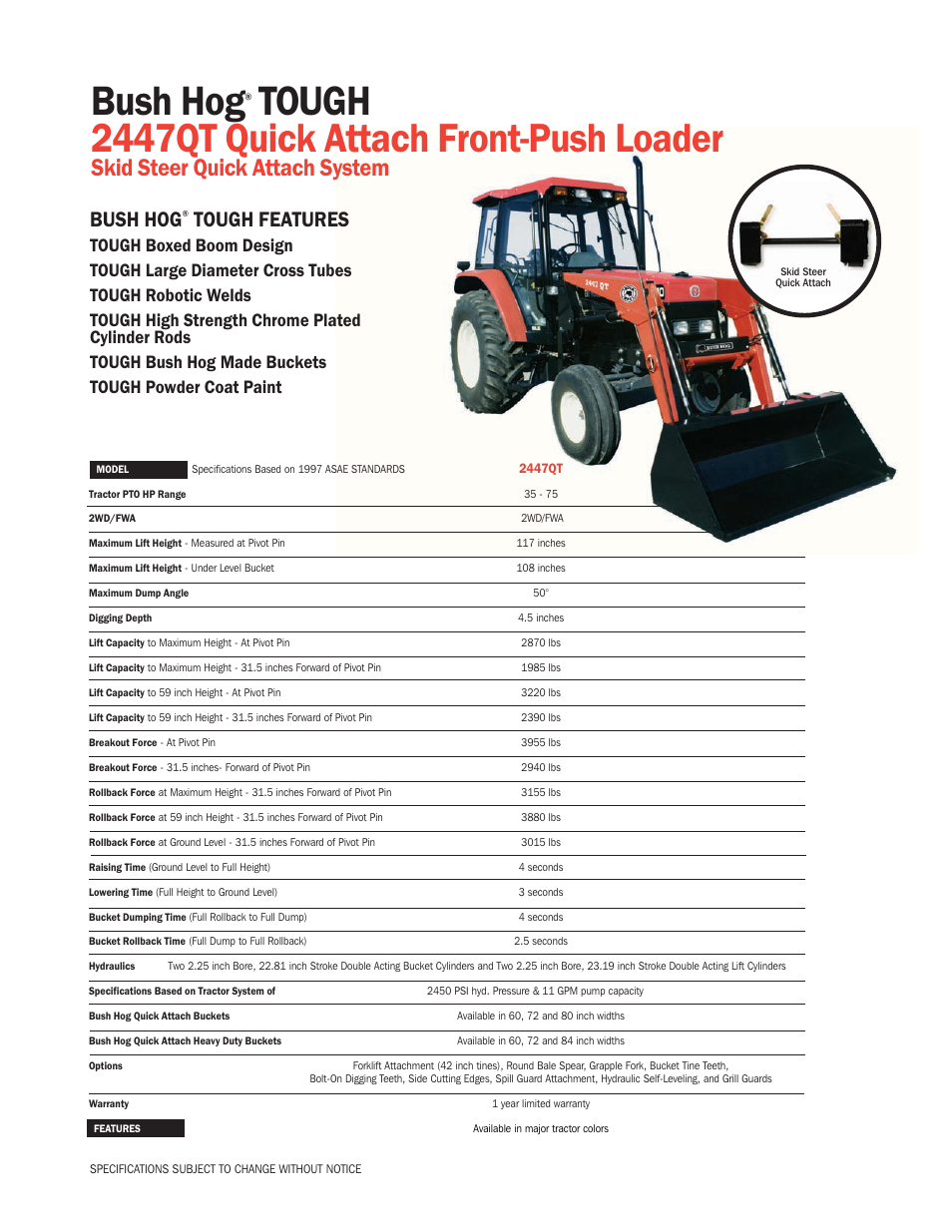 Bush Hog TOUGH 2447QT User Manual | 1 page