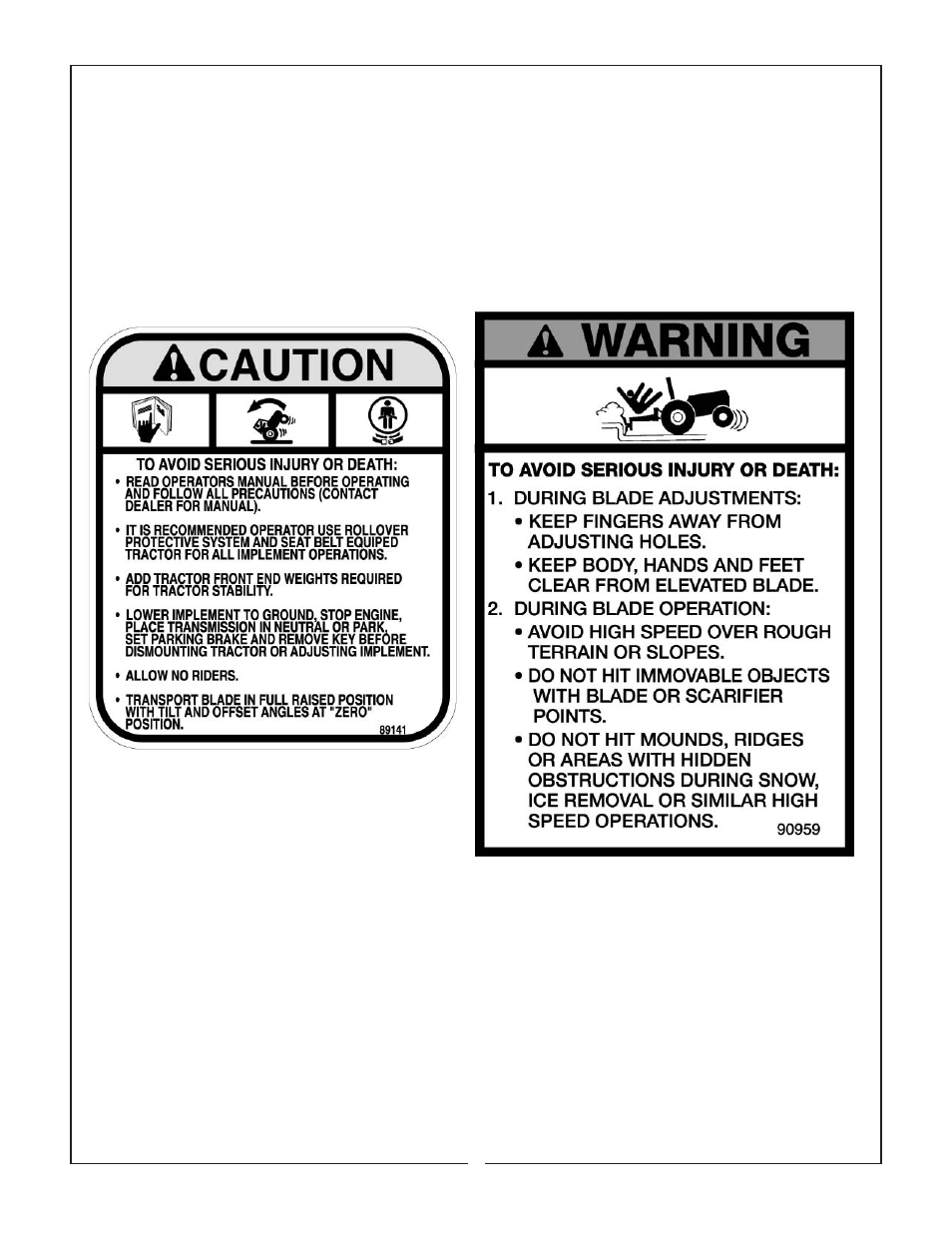 Safety decals | Bush Hog BBC 48 User Manual | Page 10 / 12