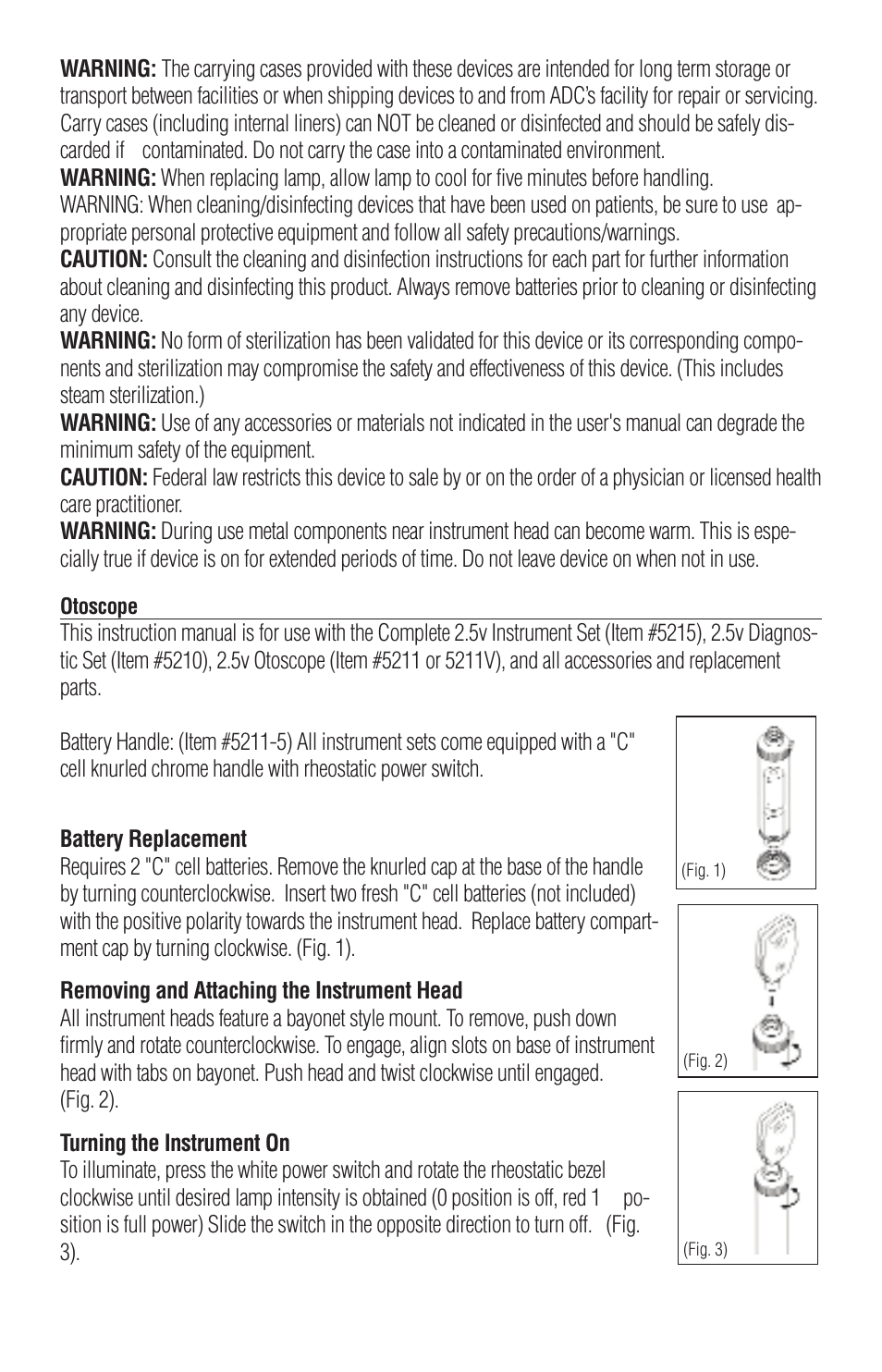 American Diagnostic Corporation (ADC) Proscope 2.5v User Manual | Page 3 / 10