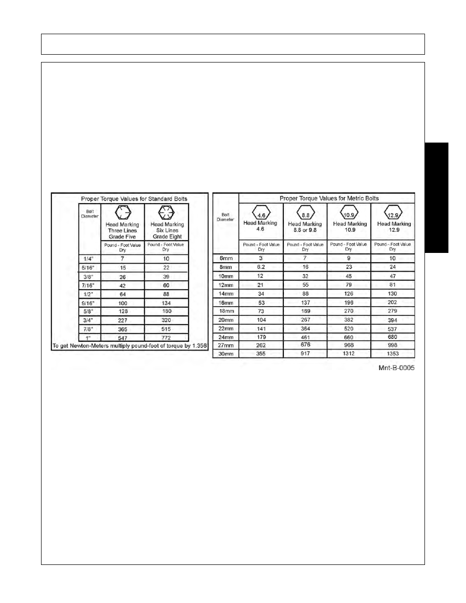 Proper torque values for fasteners -7, Maintenance | Bush Hog RMB 1660 User Manual | Page 105 / 108