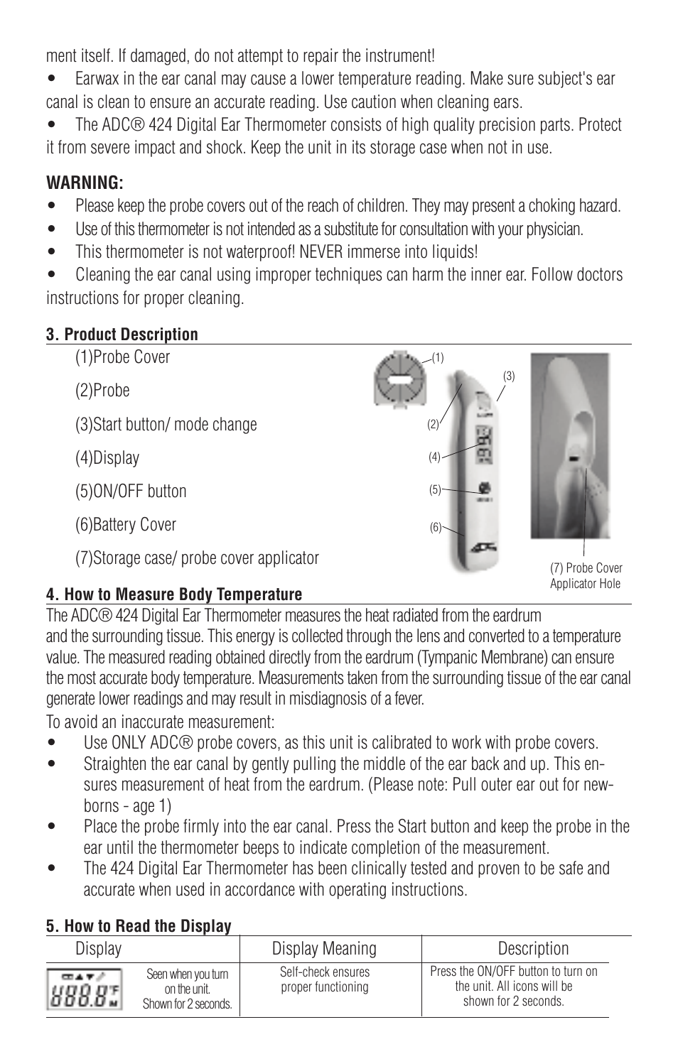 American Diagnostic Corporation (ADC) 424 Adtemp User Manual | Page 3 / 7