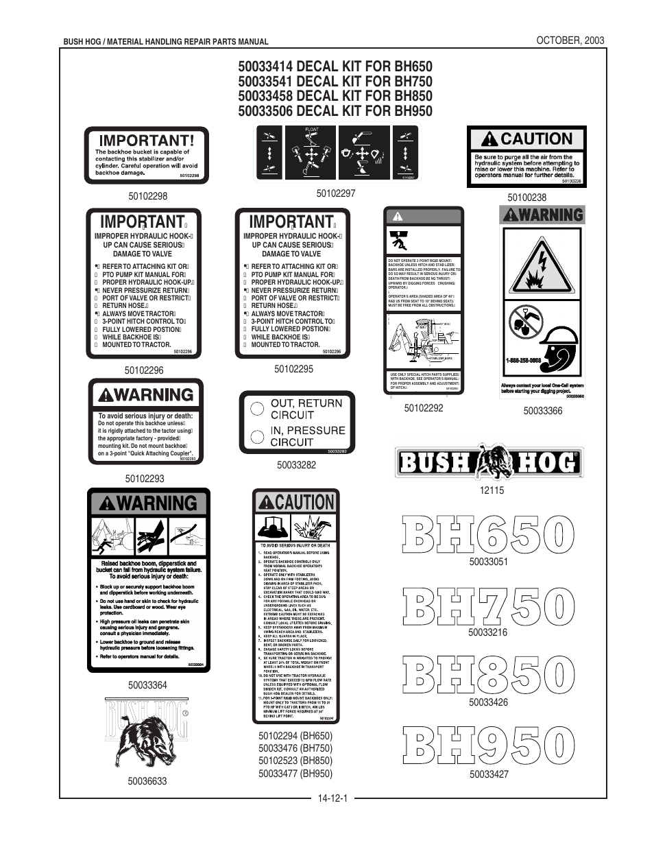 Important | Bush Hog BH950 User Manual | Page 45 / 114