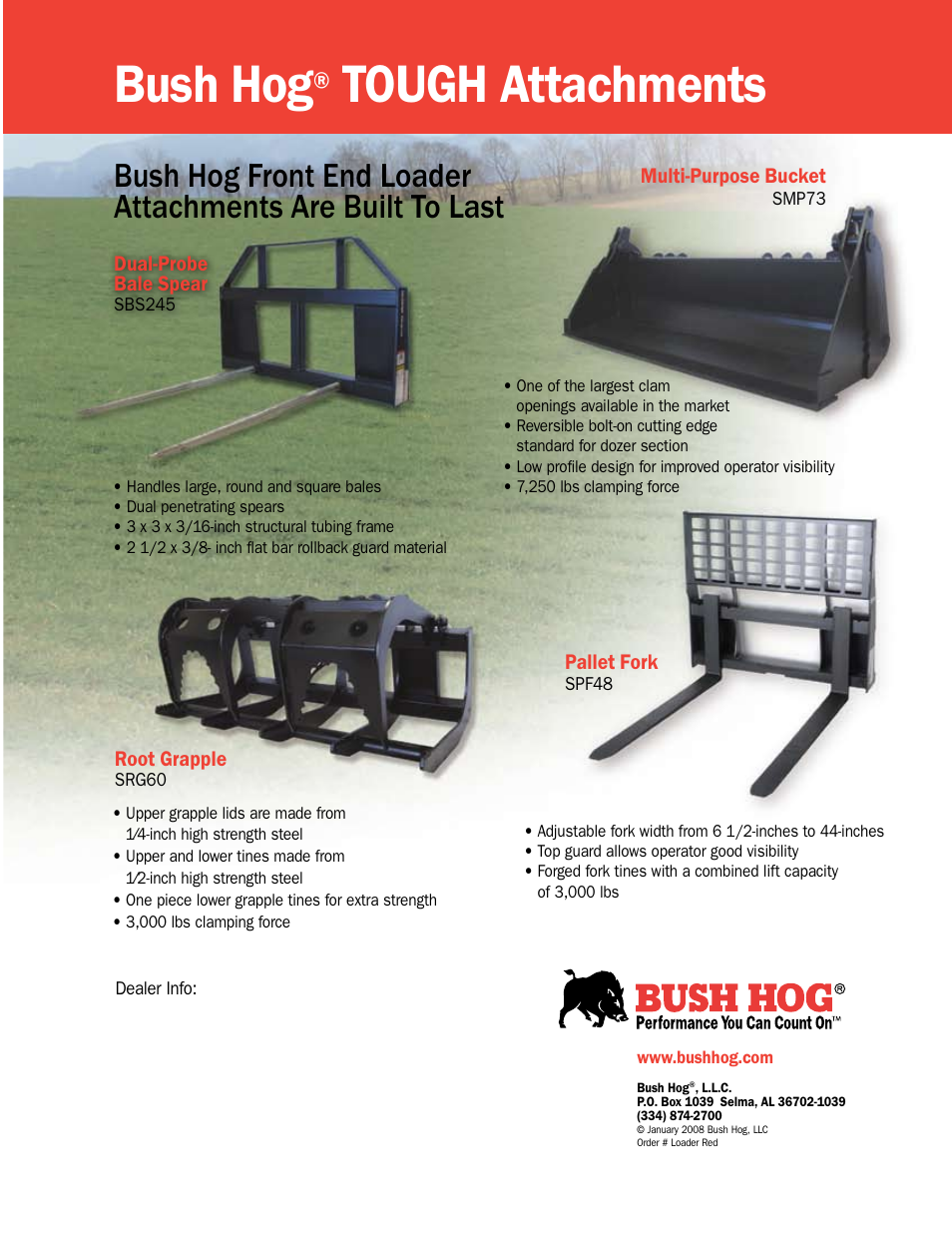 Bush hog, Tough attachments | Bush Hog Tough Compact & Ag Loaders User Manual | Page 12 / 12