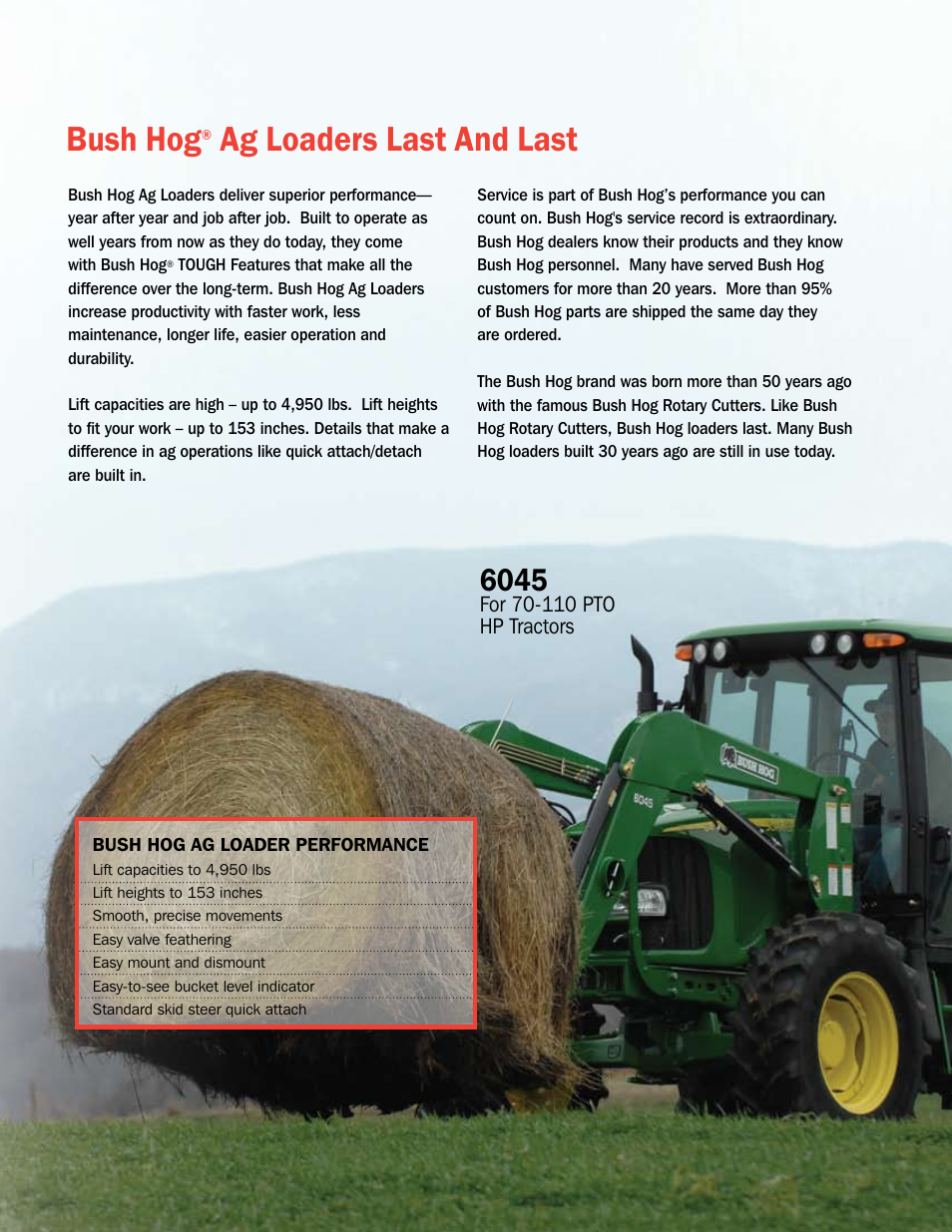 Bush hog, Ag loaders last and last | Bush Hog Tough Compact & Ag Loaders User Manual | Page 7 / 12