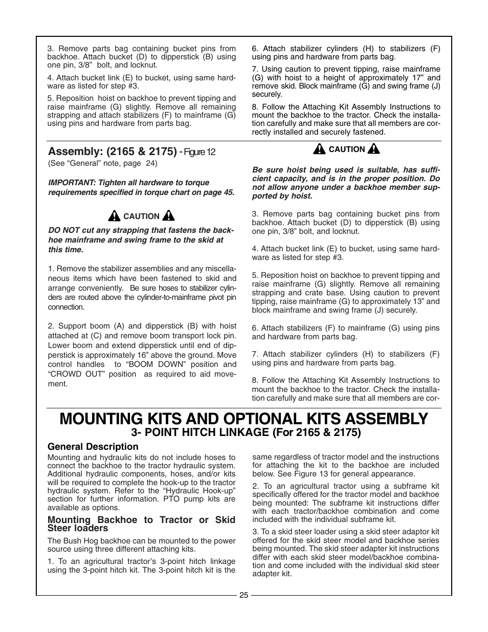 Mounting kits and optional kits assembly | Bush Hog 2175 User Manual | Page 27 / 48