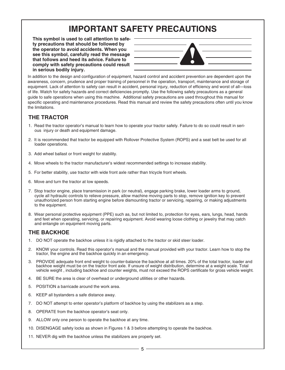 Important safety precautions | Bush Hog 2175 User Manual | Page 7 / 48