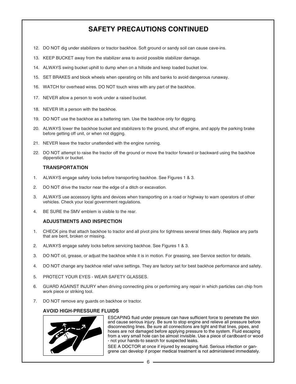 Safety precautions continued | Bush Hog 2175 User Manual | Page 8 / 48