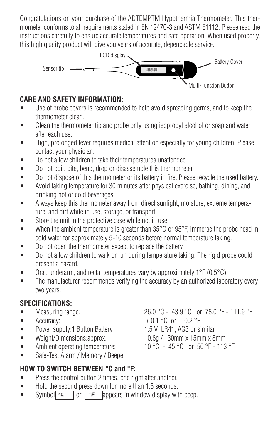 American Diagnostic Corporation (ADC) 419 Adtemp User Manual | Page 2 / 4