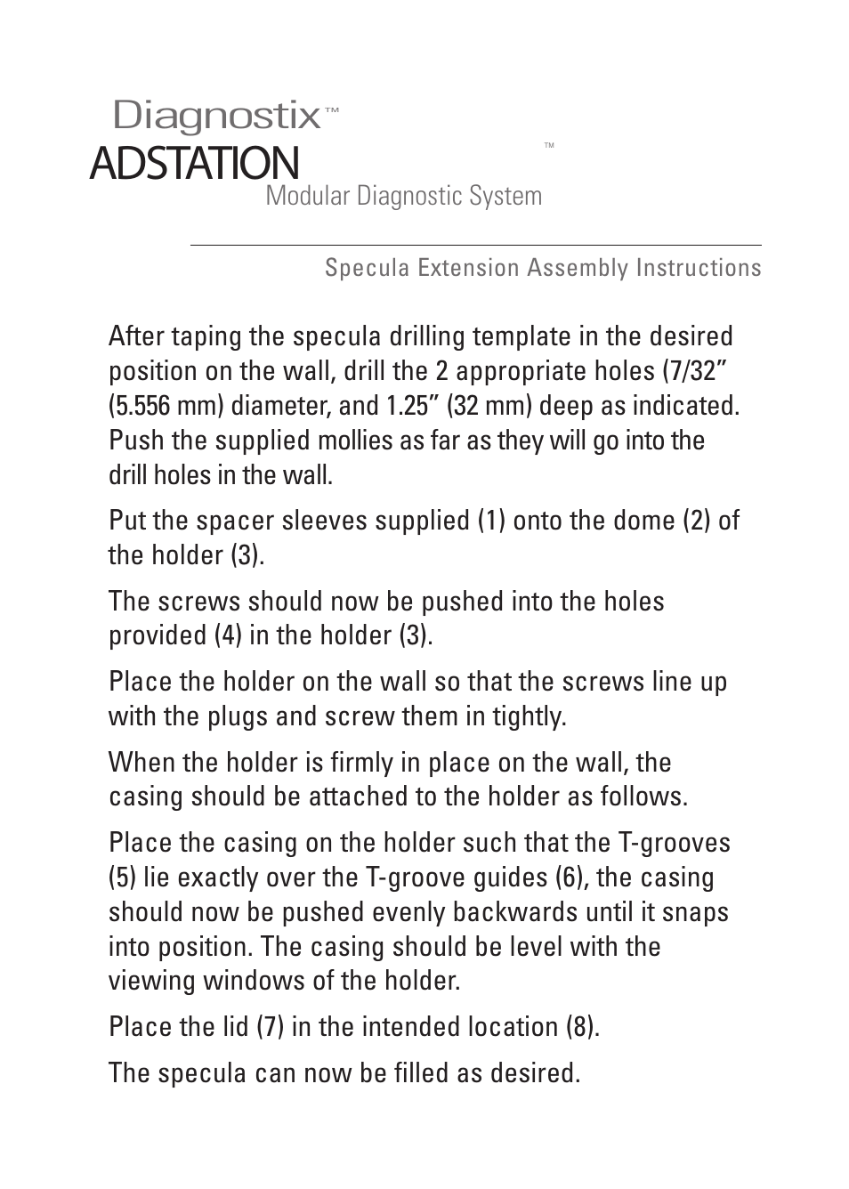 American Diagnostic Corporation (ADC) Adstation Assembly Instructions User Manual | 2 pages