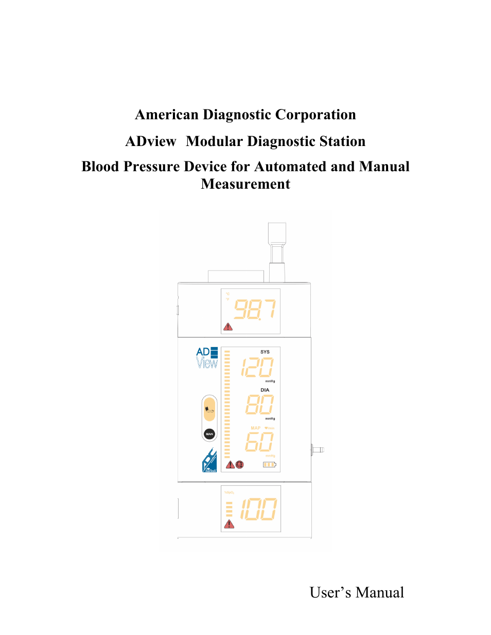 American Diagnostic Corporation (ADC) ADview Modular Diagnostic Station User Manual | 72 pages