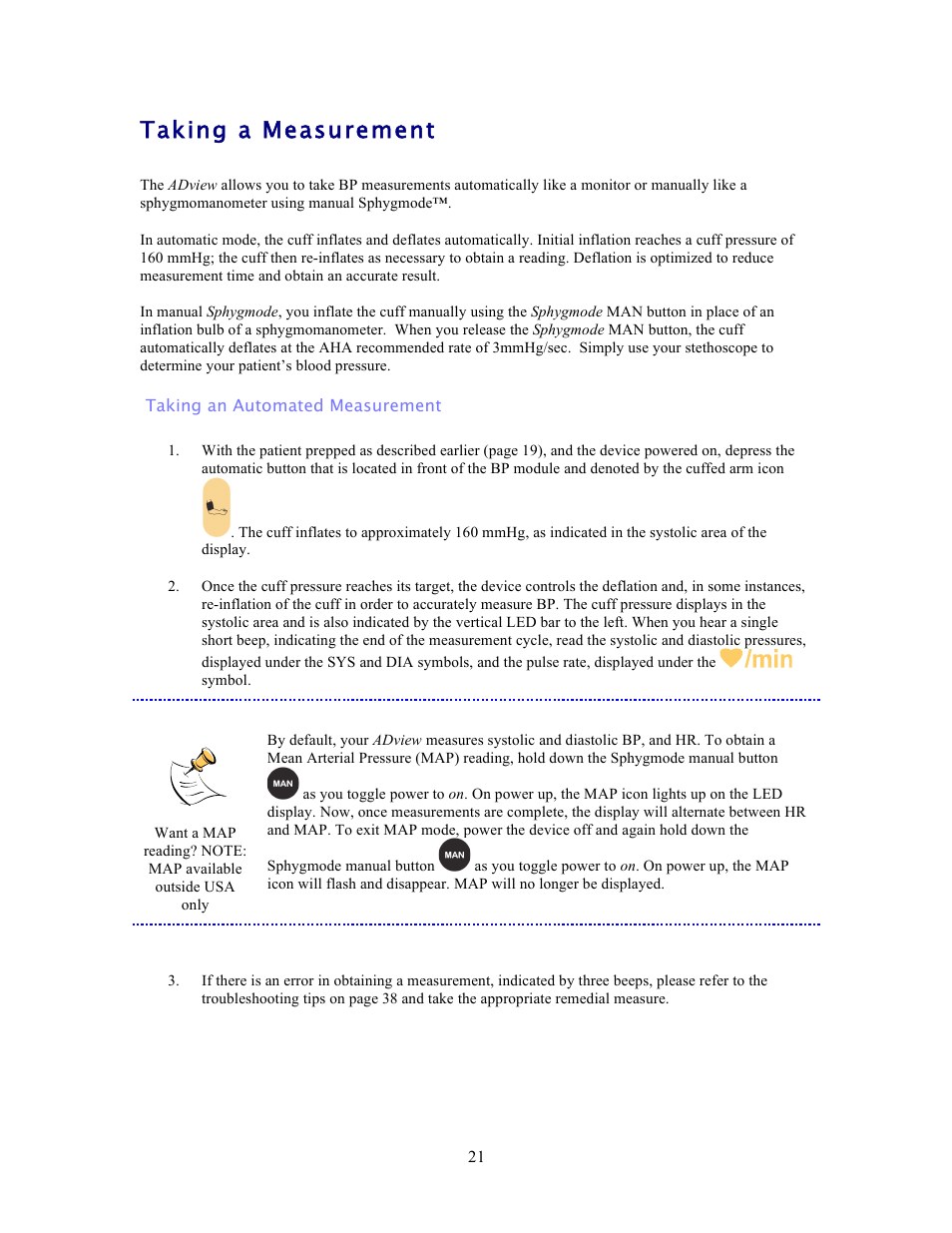 Taking a measurement | American Diagnostic Corporation (ADC) ADview Modular Diagnostic Station User Manual | Page 31 / 72