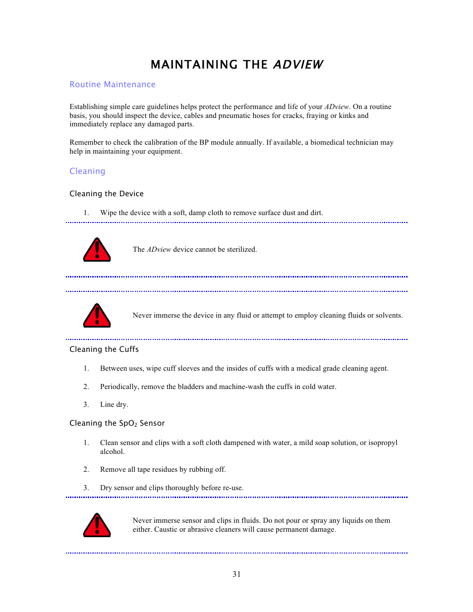 Maintaining the adview | American Diagnostic Corporation (ADC) ADview Modular Diagnostic Station User Manual | Page 41 / 72