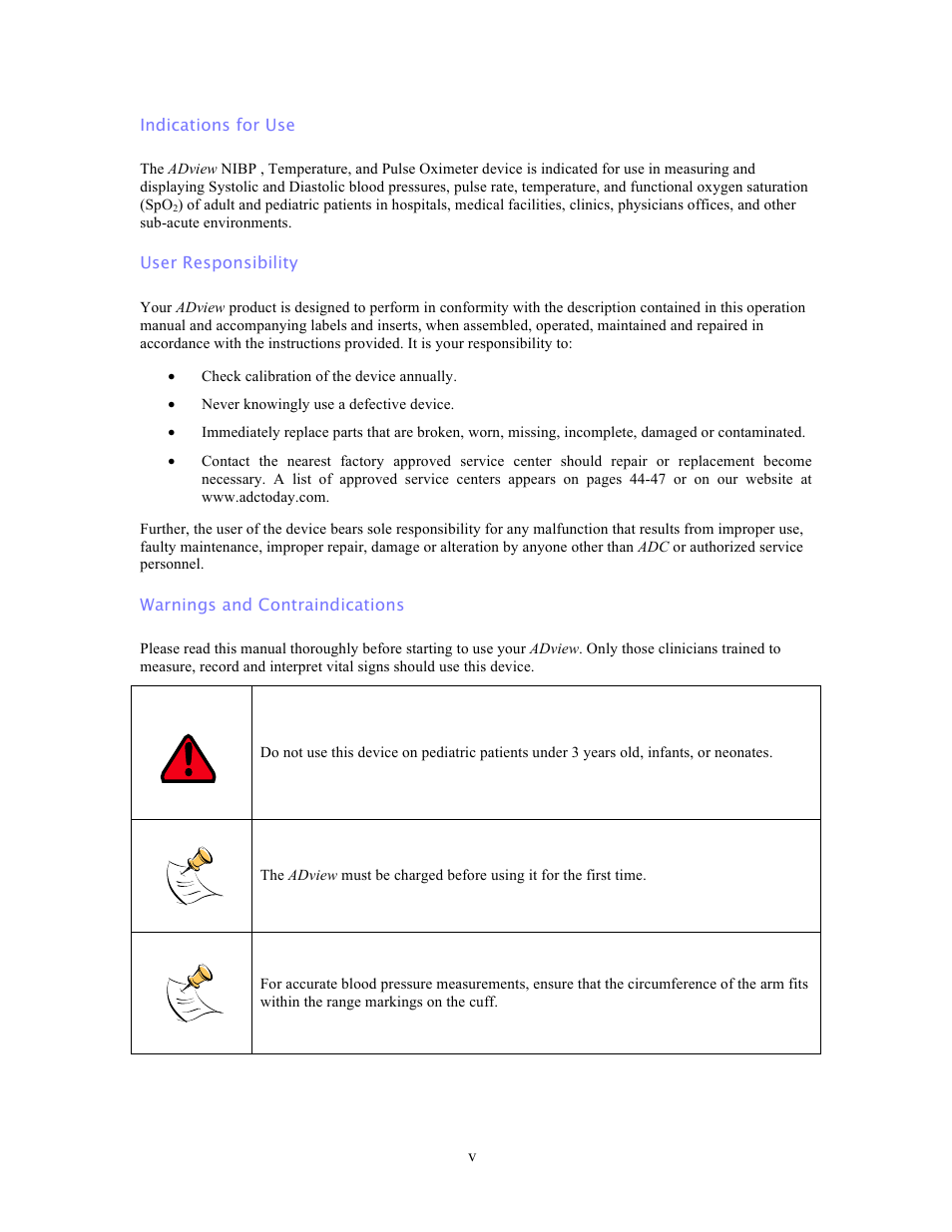 American Diagnostic Corporation (ADC) ADview Modular Diagnostic Station User Manual | Page 5 / 72