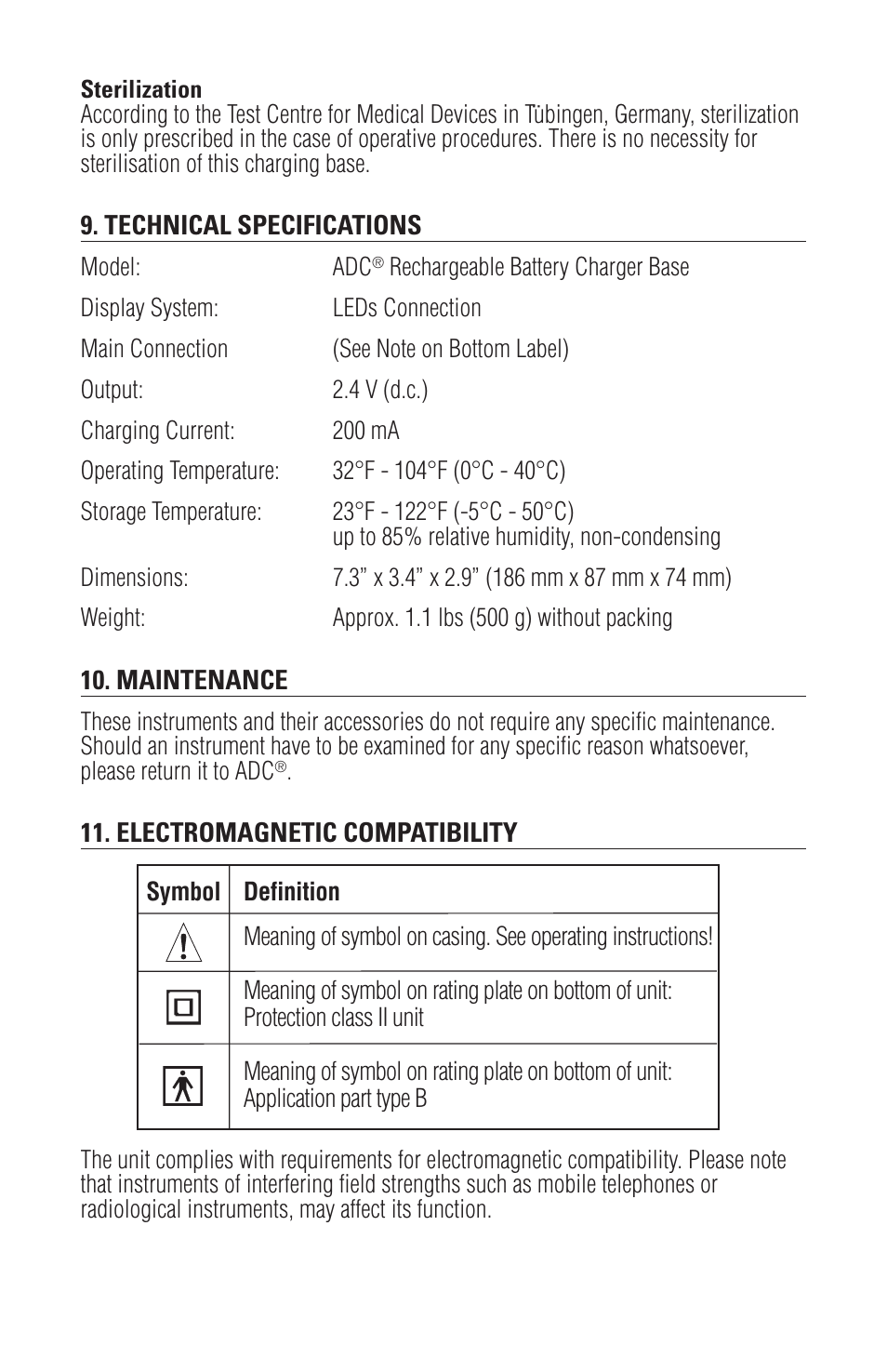 American Diagnostic Corporation (ADC) Diagnostix Desk Charging Base User Manual | Page 6 / 7