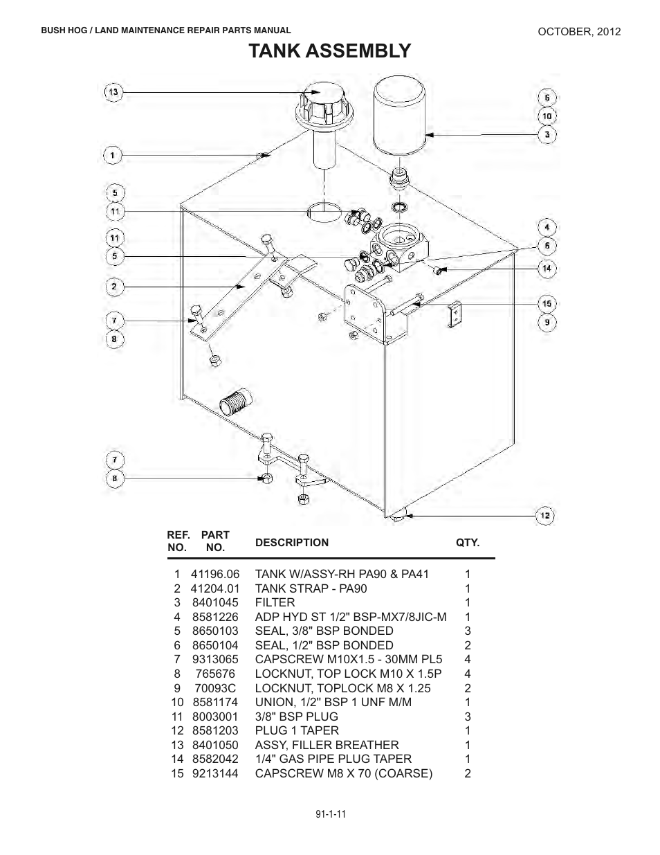 Tank assembly | Bush Hog BOOM POWER RMB1445 User Manual | Page 17 / 42