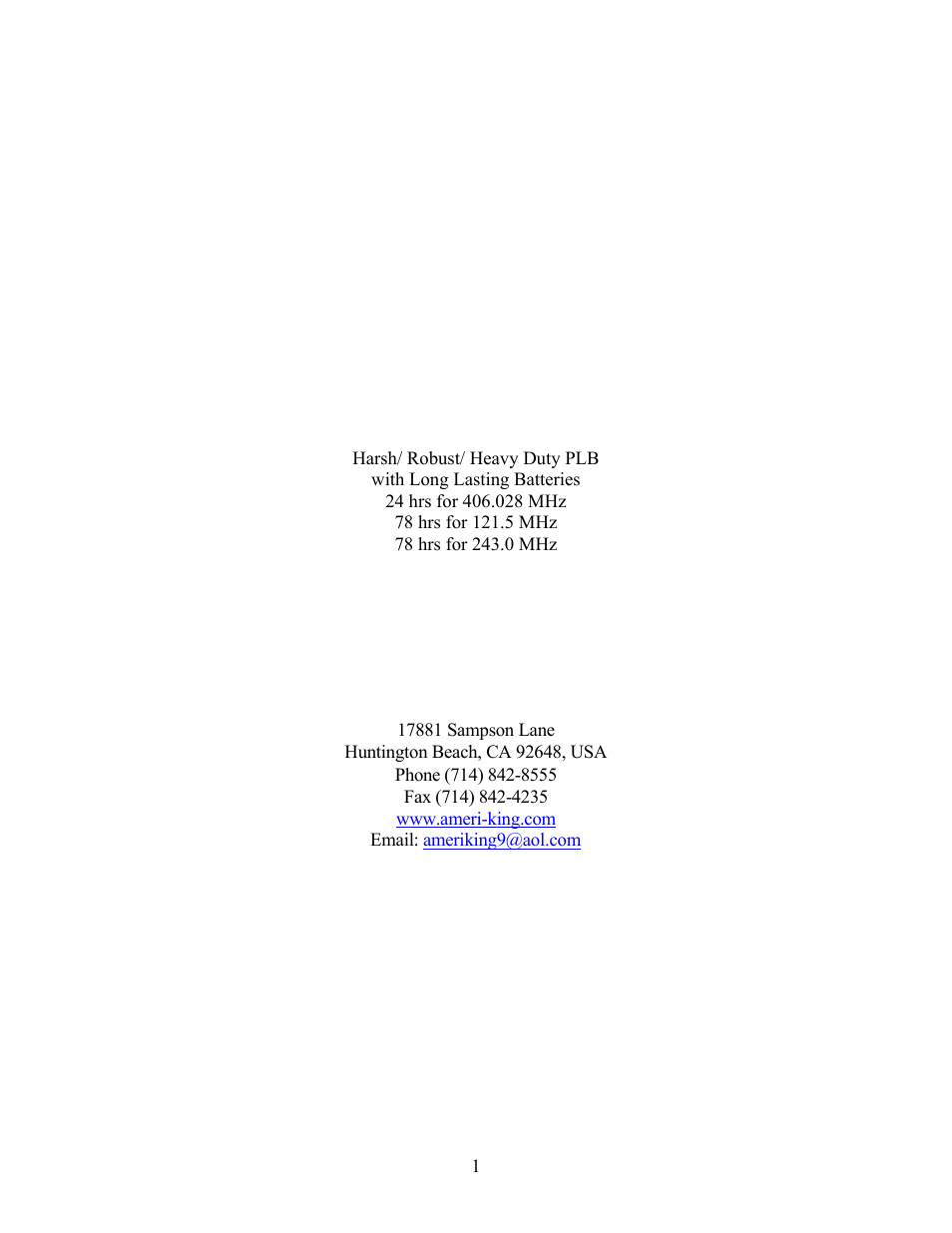 Ameri-King AK-451-P-ELT User Manual | 15 pages