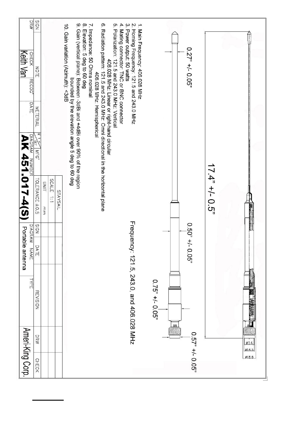 Antenna ground plane is not required.) | Ameri-King AK-451-ELT User Manual | Page 47 / 241