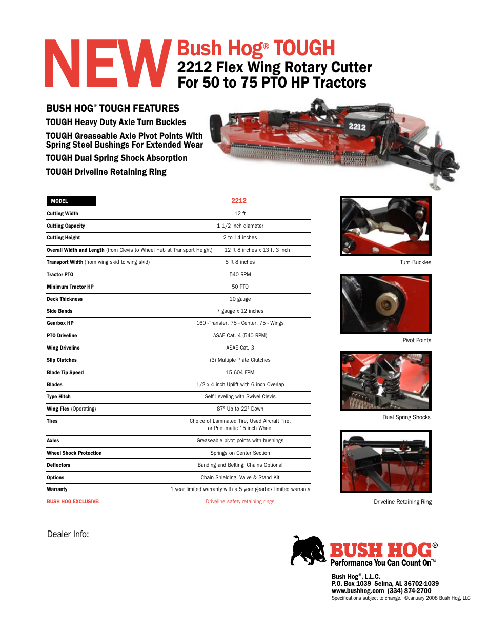 Bush hog, Tough, Tough features | Bush Hog 2212 User Manual | Page 2 / 2