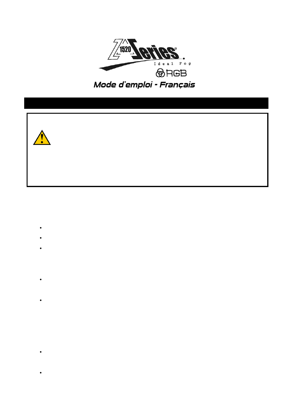 Mode d'emploi - français | Antari Z-1520 RGB User Manual | Page 13 / 48